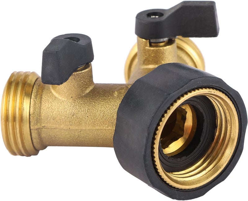 BILBAL Garden Hose Splitter 2 Way Heavy Duty, Brass Faucet Adapter With Rubber Grip Handle For Gardening Water Hose Shut Off Valve Hose Connector Fittings Outdoor Water Spigot Hose Bib Y Splitter - Image 4